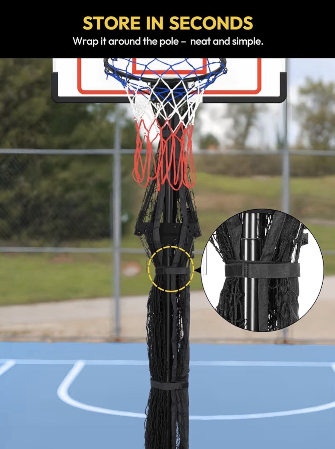Basketball Rebounder Net 10×8 FT Backstop Net Outdoor Hoop Ball Return
