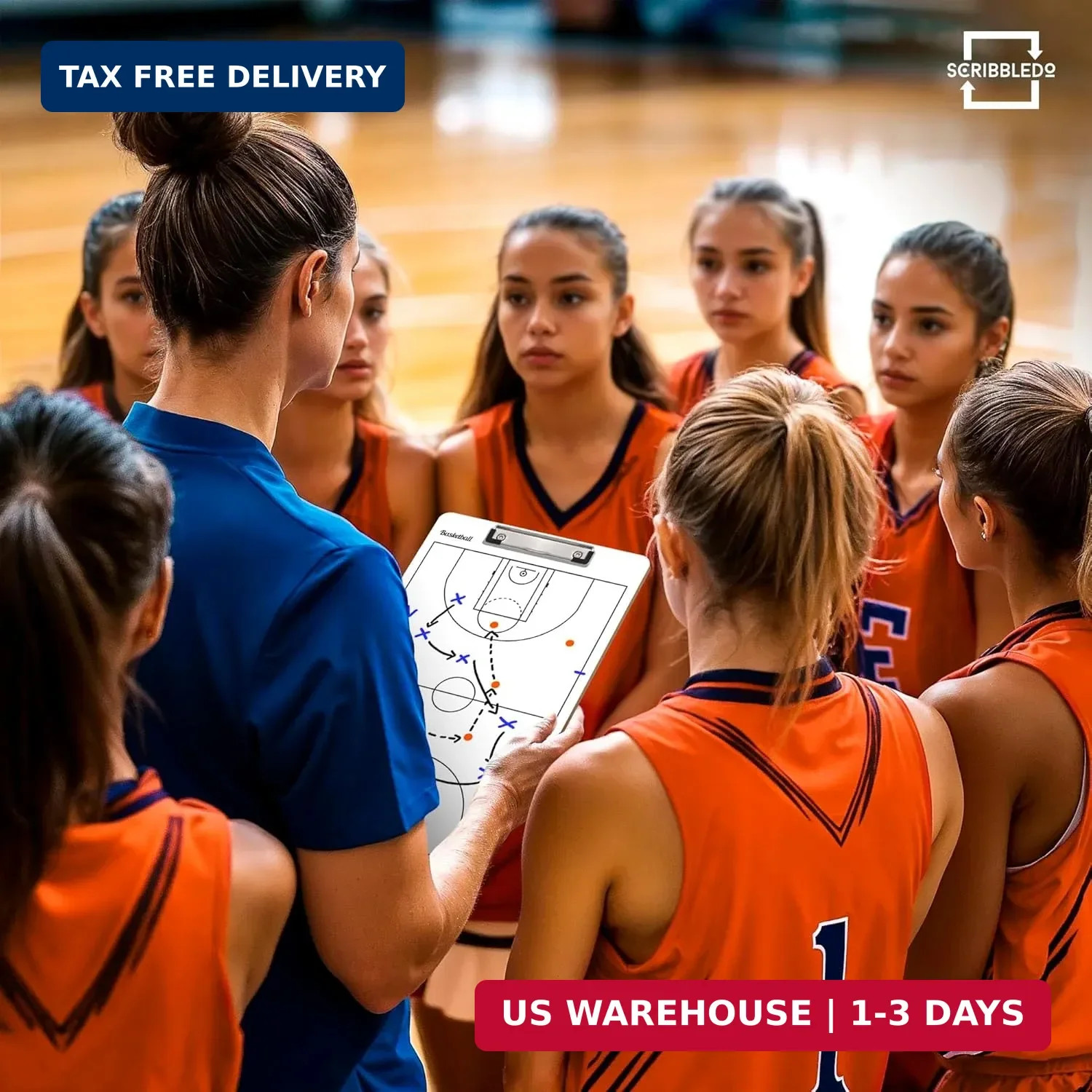 Basketball Dry Erase Coaching Clipboard 15×9 Double Sided Game Board | Wipes Cle