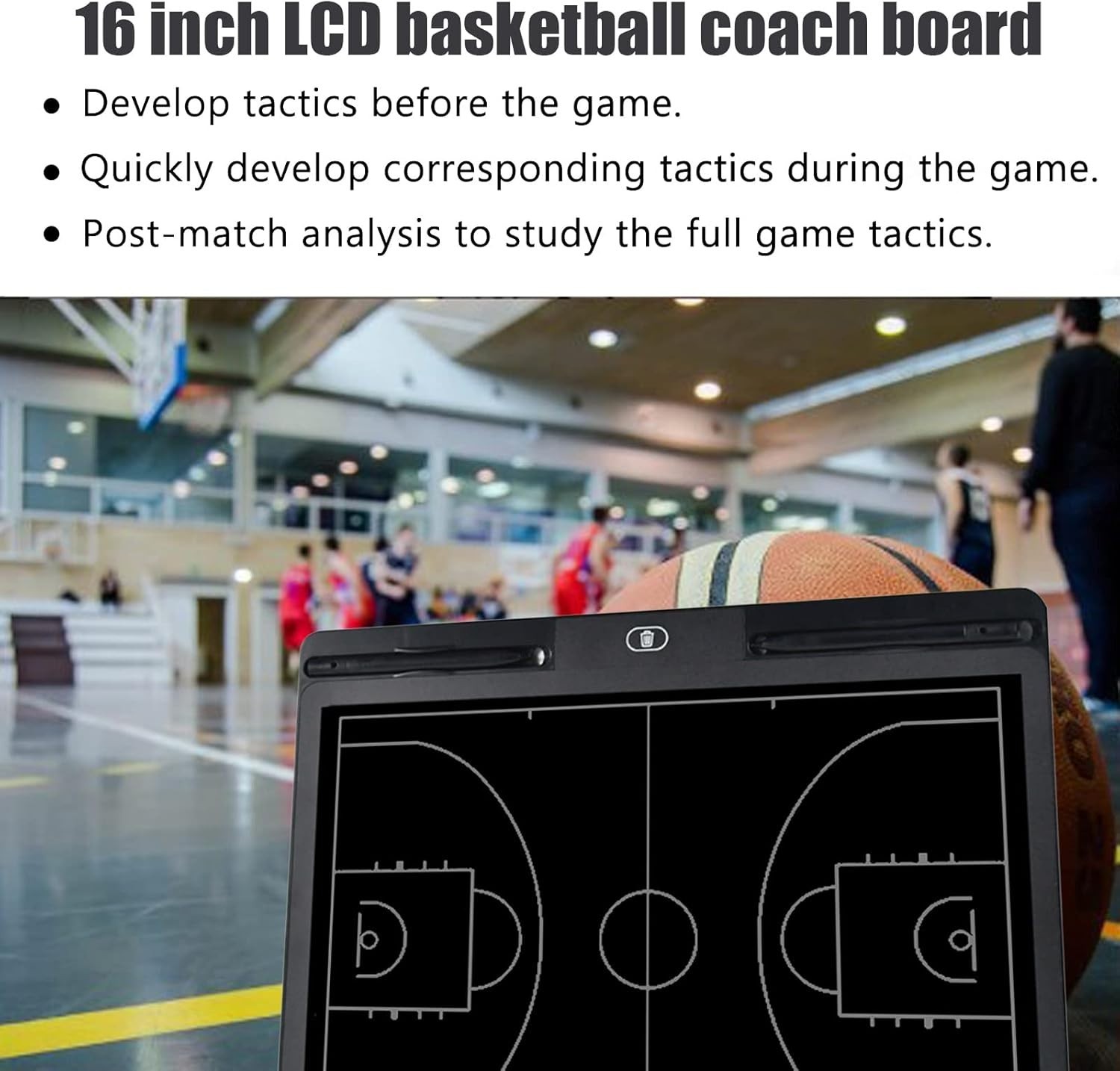 Electronic Basketball Coaching Board LCD Basketball Coaches Tactical Clipboar…