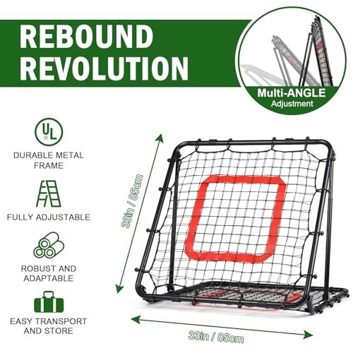 Multi-Sport Rebounder Net for Baseball, Softball & Volleyball – Adjustable Angle