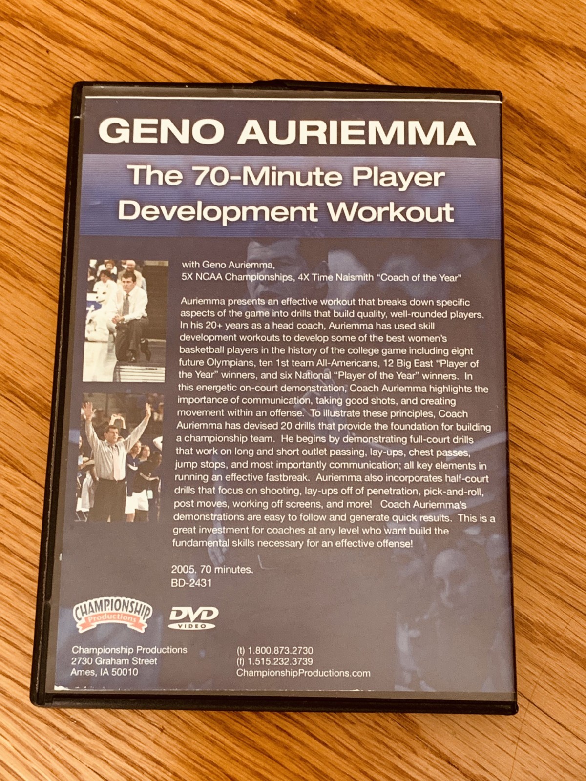 Championship Productions Geno Auriemma Teaching Offense & Player Development Lot