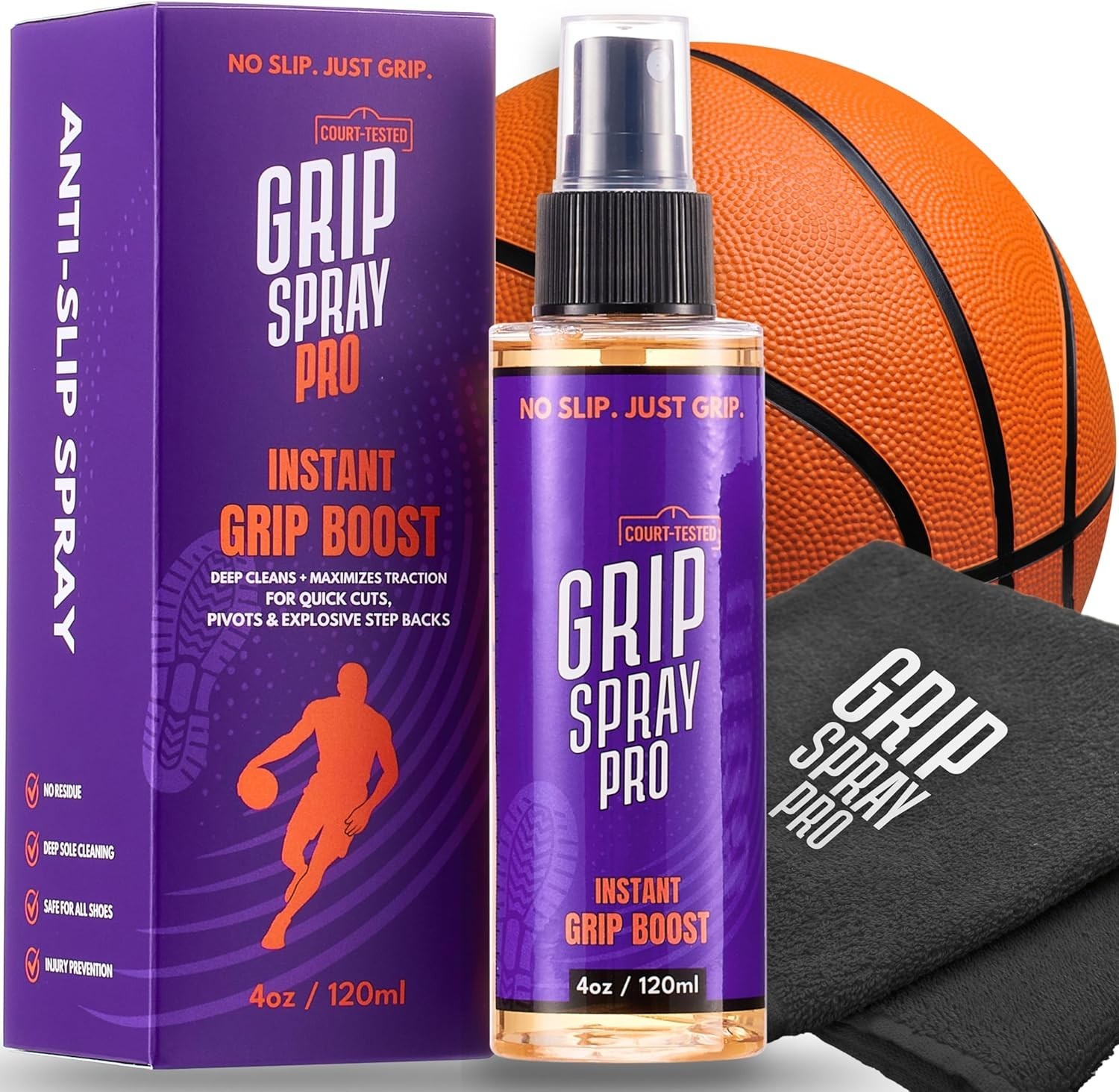 Basketball Shoe Grip Spray 4oz Anti-Slip Rubber Sole Court Traction Kit