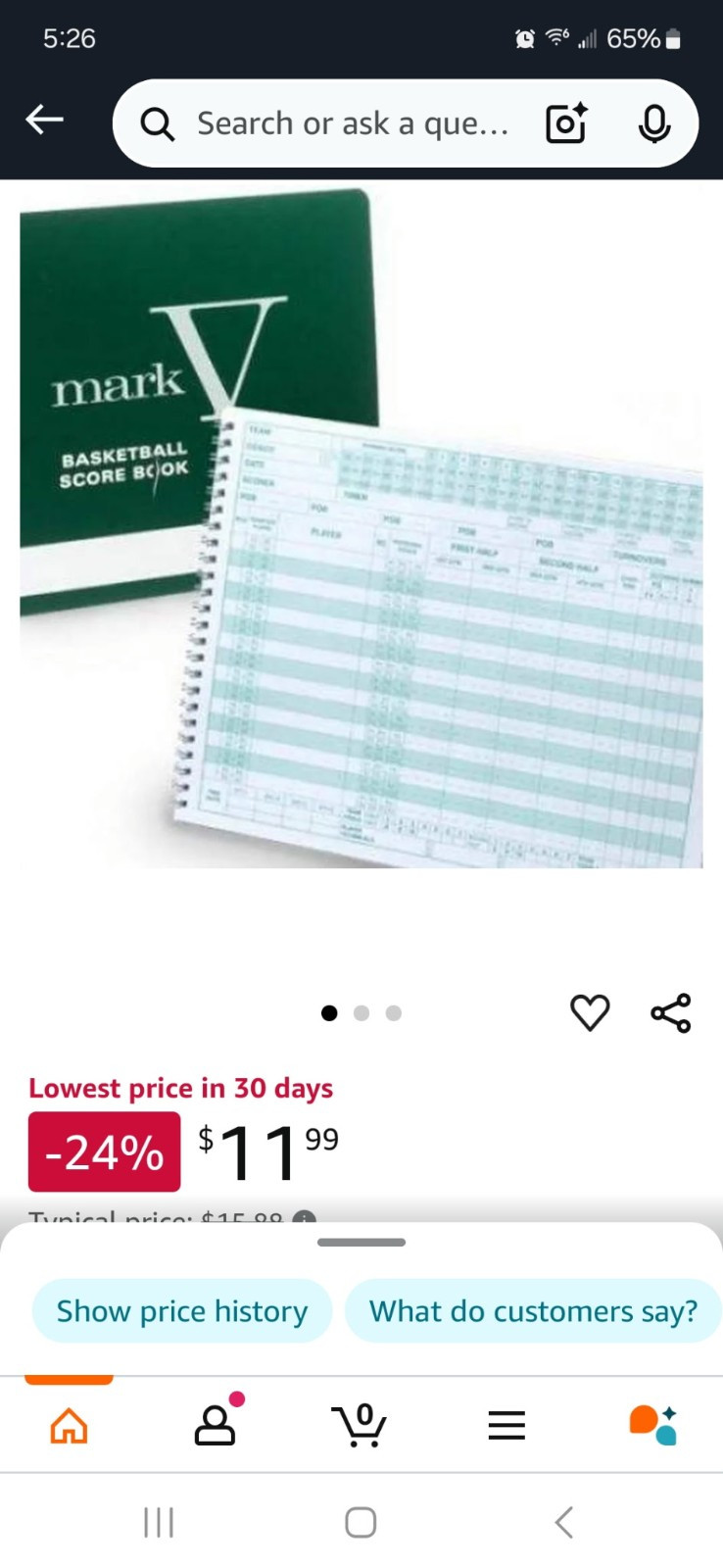 Markwort Basketball Game Score Book , 30 games per book