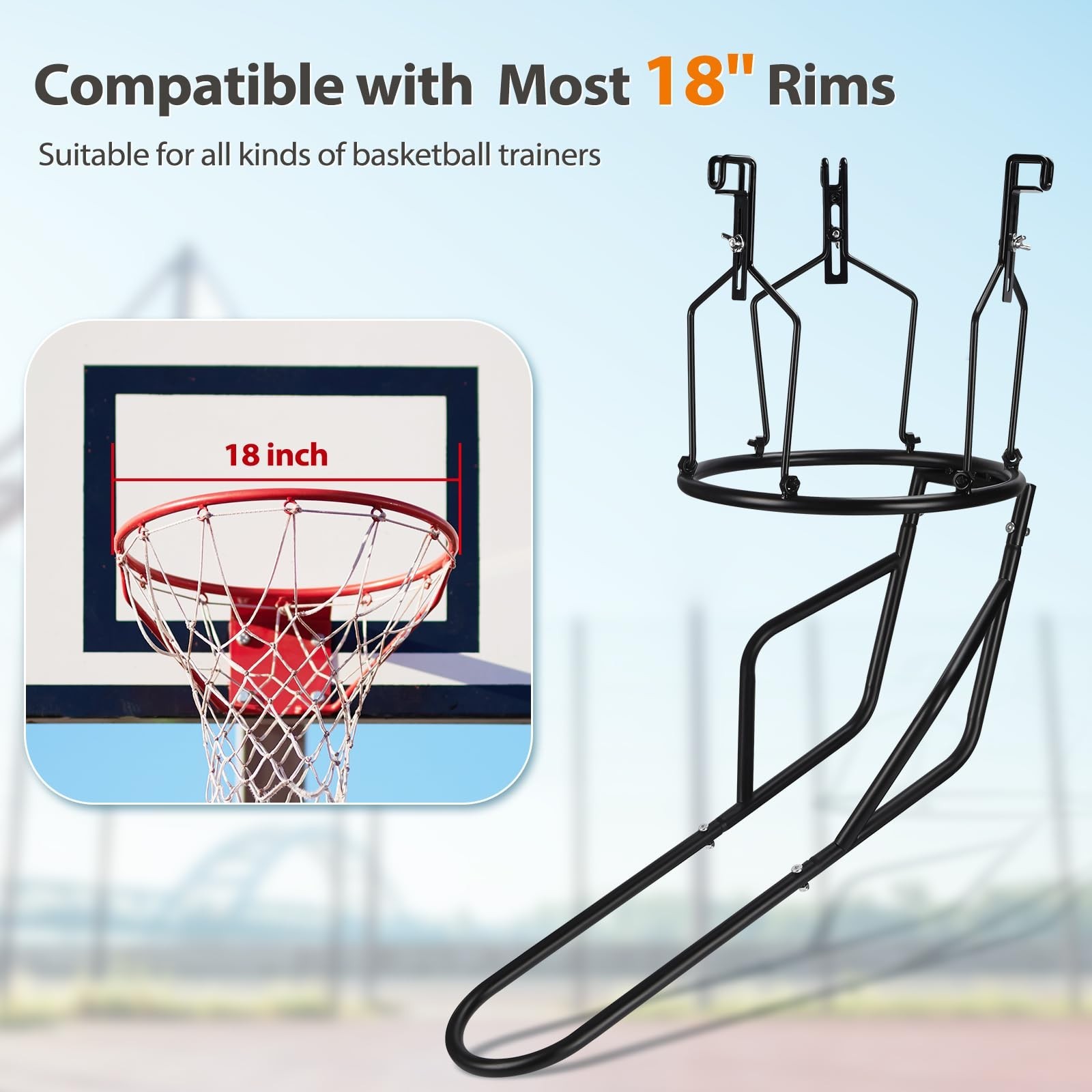 Heavy Duty Basketball Return Attachment – Durable Rebounder with 3 Stable Hooks