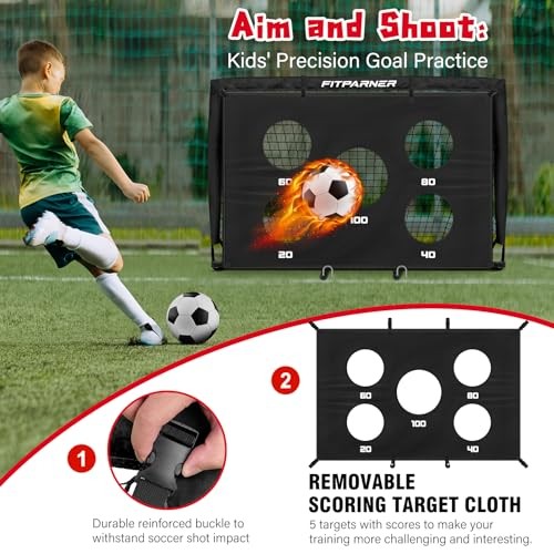 Soccer Goal,Backyard Soccer Goals for Kids 2 Pack,4×3/6×4 FT Black 4x3FT