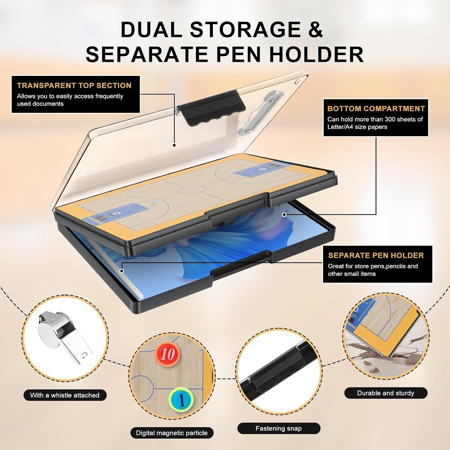 Portable Basketball Playbook Dry Erase Board Magnetic