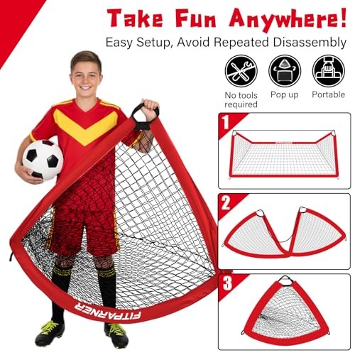 Soccer Goal,Backyard Soccer Goals for Kids 2 Pack,4×3/6×4 FT Portable Red 6x4FT