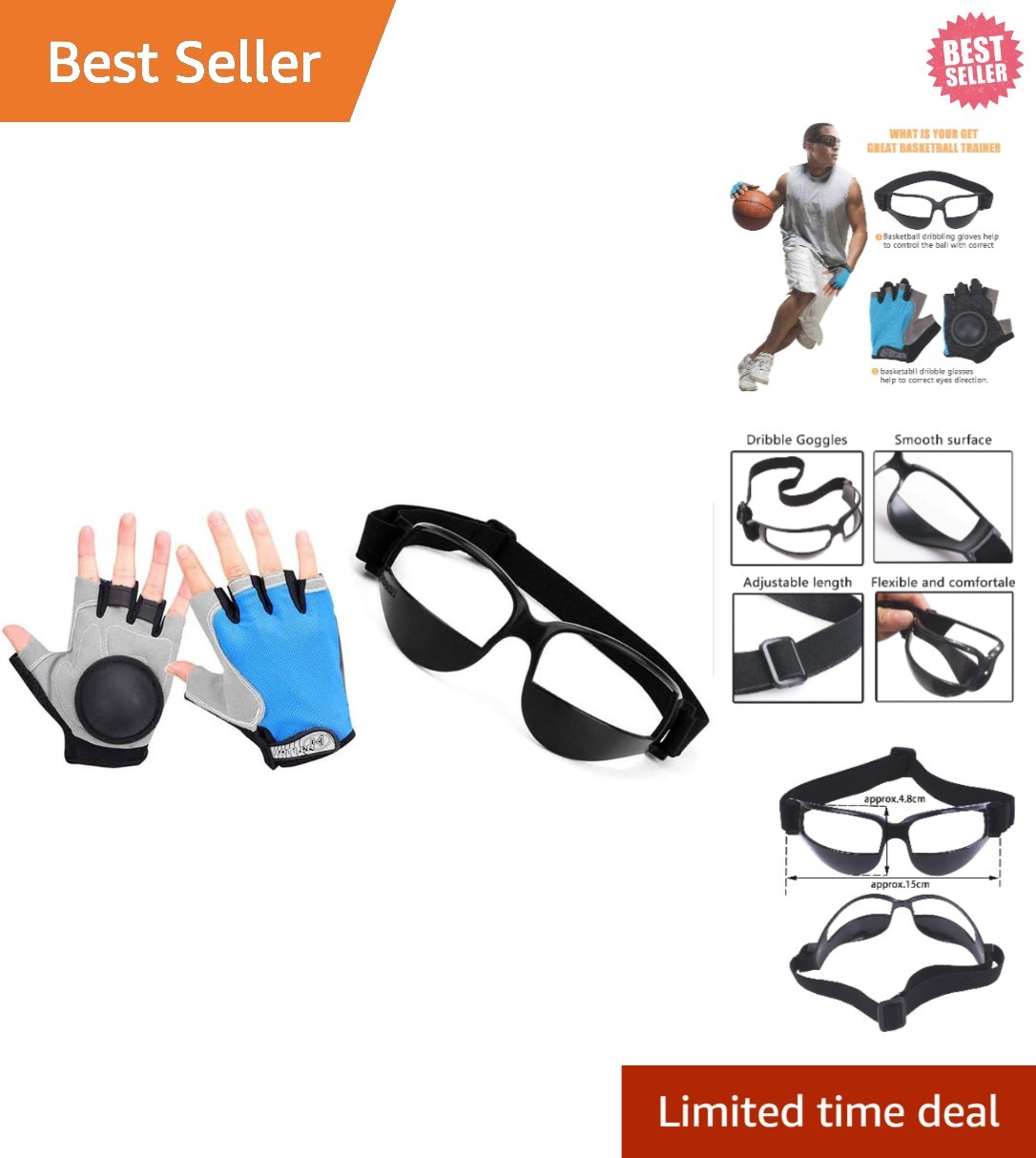 Versatile Dribble Training Tools: Anti-Grip Gloves & Vision Glasses for Practice