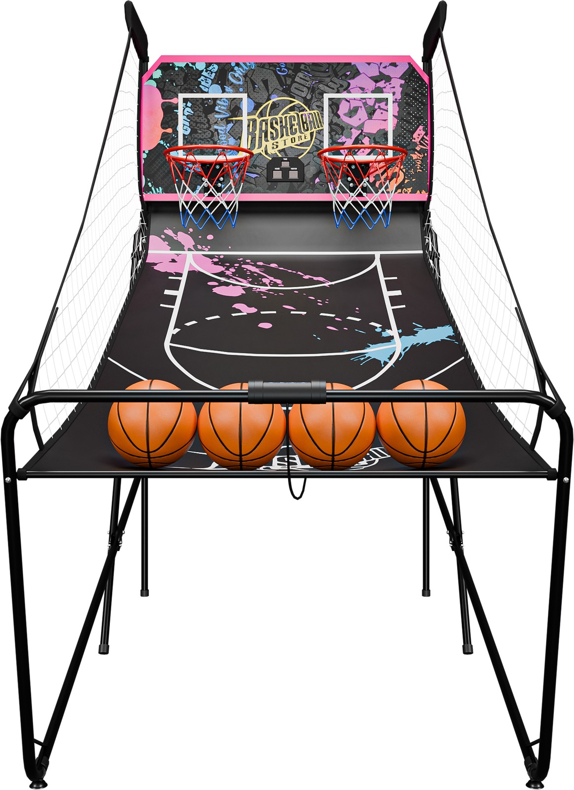 Foldable Electronic Dual Basketball Arcade Game with LED Scoring System Purple