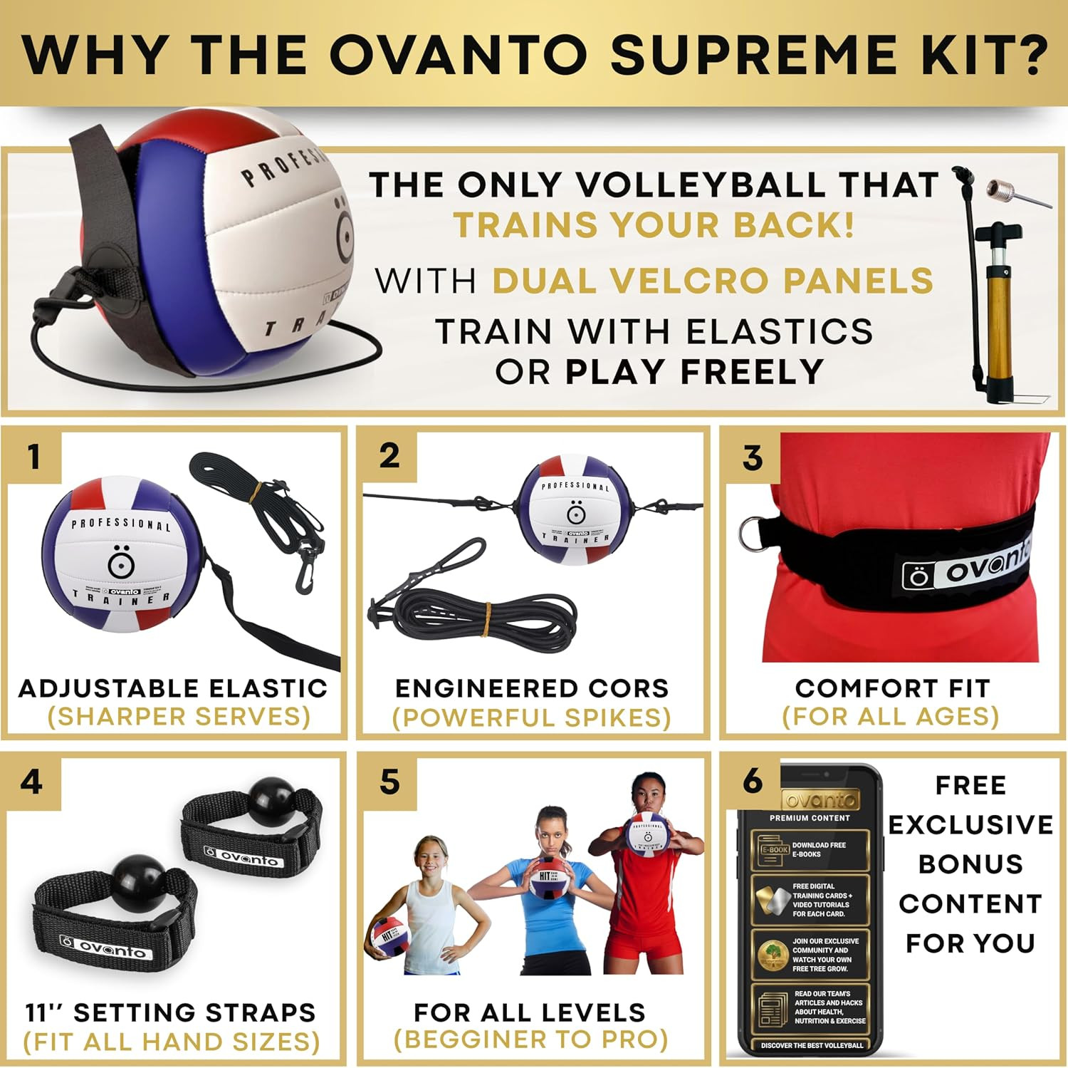 Volleyball Training Equipment Aid – Adjustable Practice Volleyball Kit
