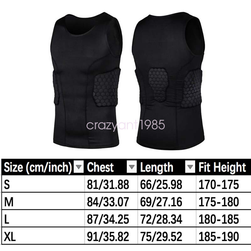 Men Sports Jersey Compression Padded Protective Shirt Basketball Train Vest Top