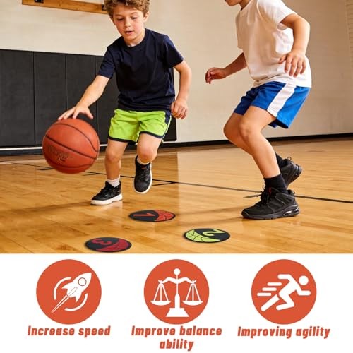 10 Packs Basketball Training Spot Markers – 9″ Colorful Anti-Slip Rubber Sports