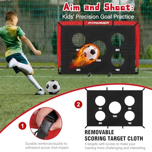 Soccer Goal,Backyard Soccer Goals for Kids 2 Pack,4×3/6×4 FT Portable Red 6x4FT