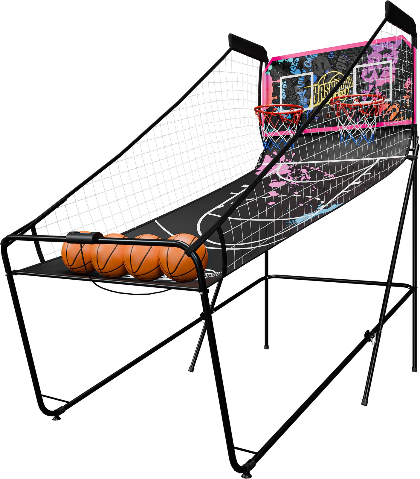 Foldable Electronic Dual Basketball Arcade Game with LED Scoring System Purple