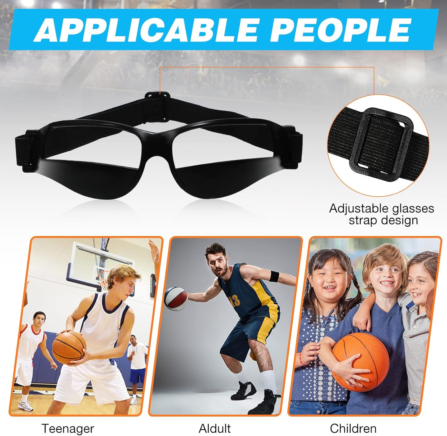 8-Pack Adjustable Basketball Dribbling Goggles for Training Equipment
