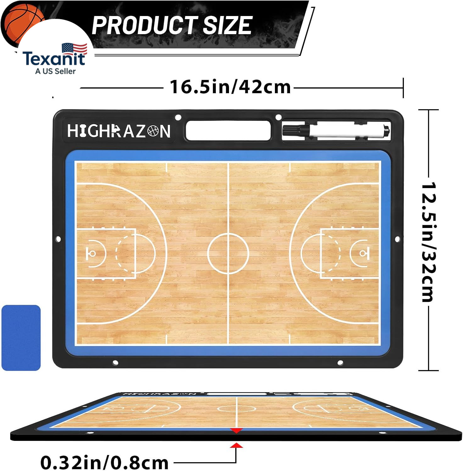 Dry Erase Basketball Clipboard for Coach, Premium Tactical Basketball Coaching B