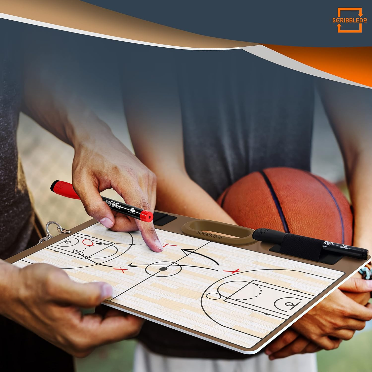 Basketball Dry Erase Board for Coaches 15X10.5 Double Sided Basketball