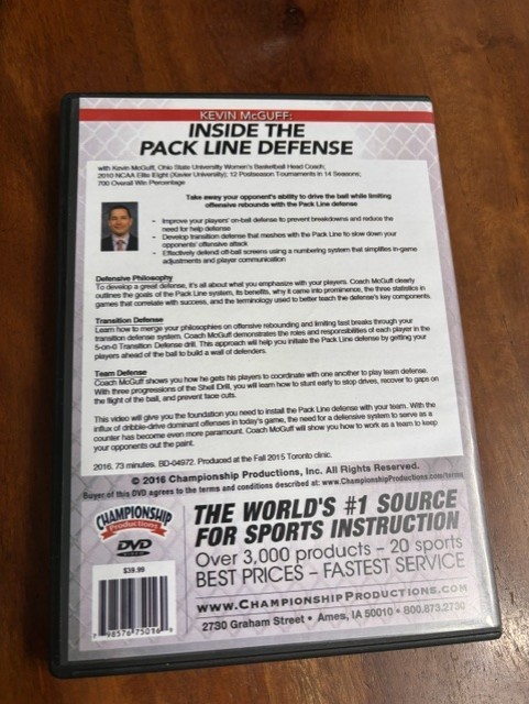 Inside the Pack Line Defense Kevin McGuff Basketball Coaching DVD