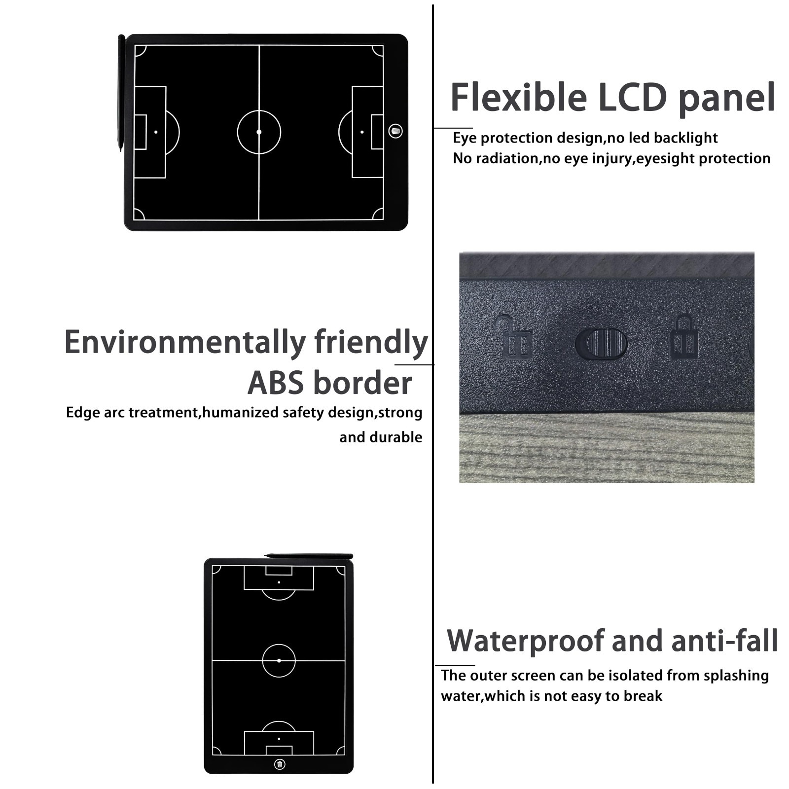 Soccer Coaching Clipboard – 16″ LCD Tactical Board for Coaches with Marker