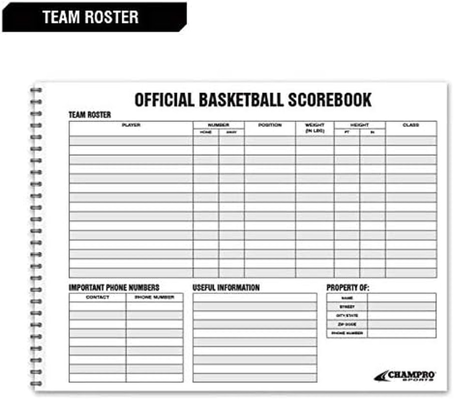 Basketball Score Book (White)
