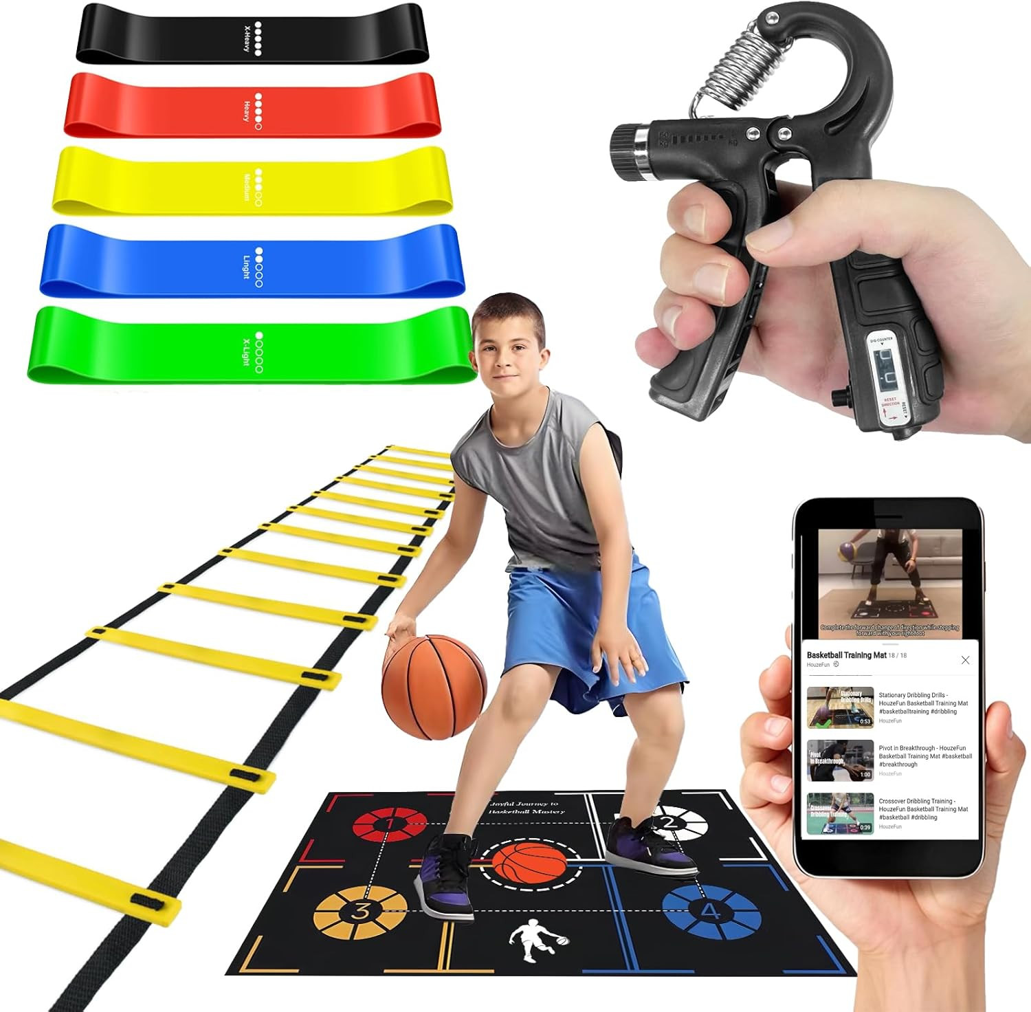 Basketball Training Equipment, Agility Footwork Training Mat, Dribble Trainer, B