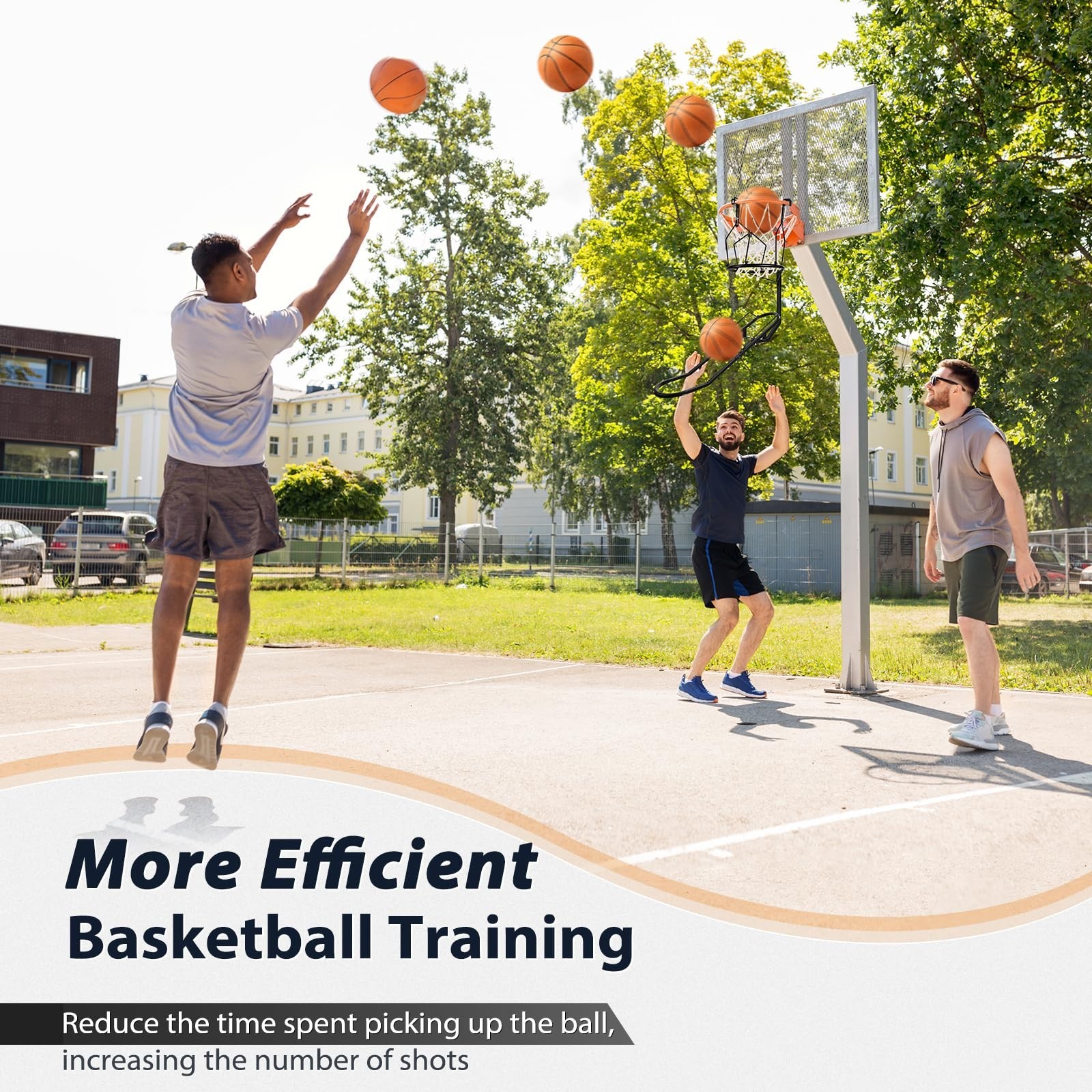 180° Rotatable Basketball Rebounder Return Attachment, Heavy Duty Training Aid,