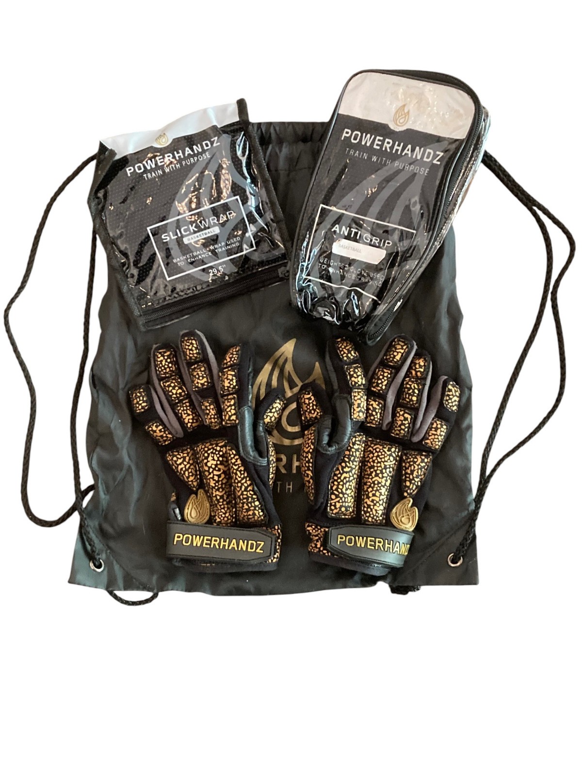 POWERHANDZ Basketball Training Set Weighted GLOVES Size Small Dribble SLEEVE Bag