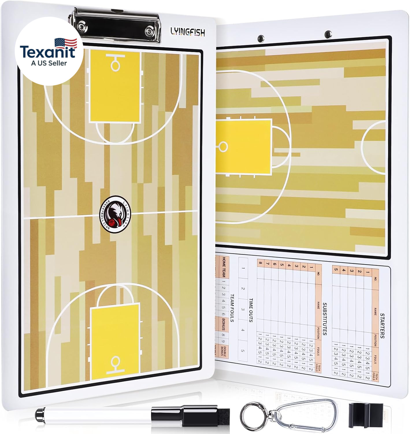 Basketball Dry Erase Coaches Clipboard, Waterproof Basketball Clipboard for Coac