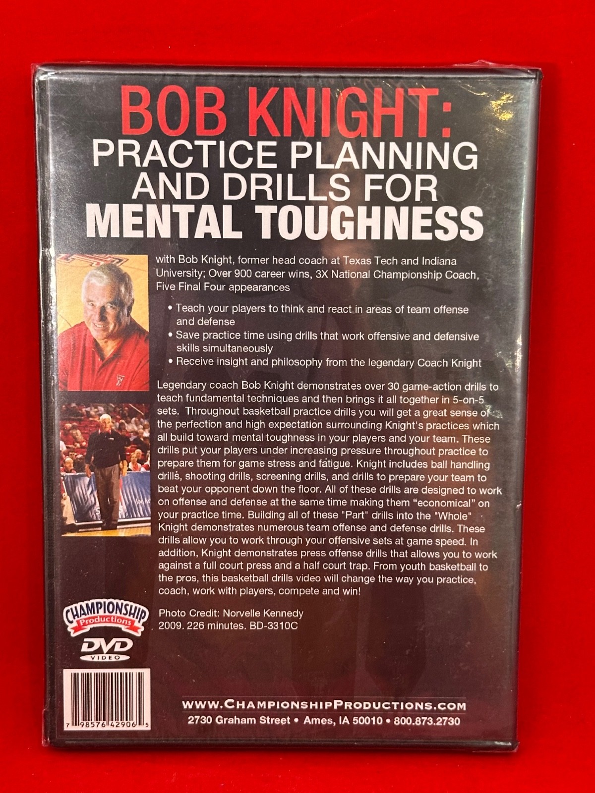 Bob Knight: Practice Planning & Drills for Mental Toughness DVD Basketball