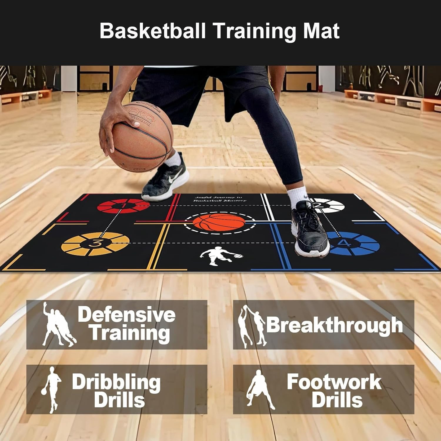 Basketball Training Equipment, Agility Footwork Training Mat, Dribble Trainer, B
