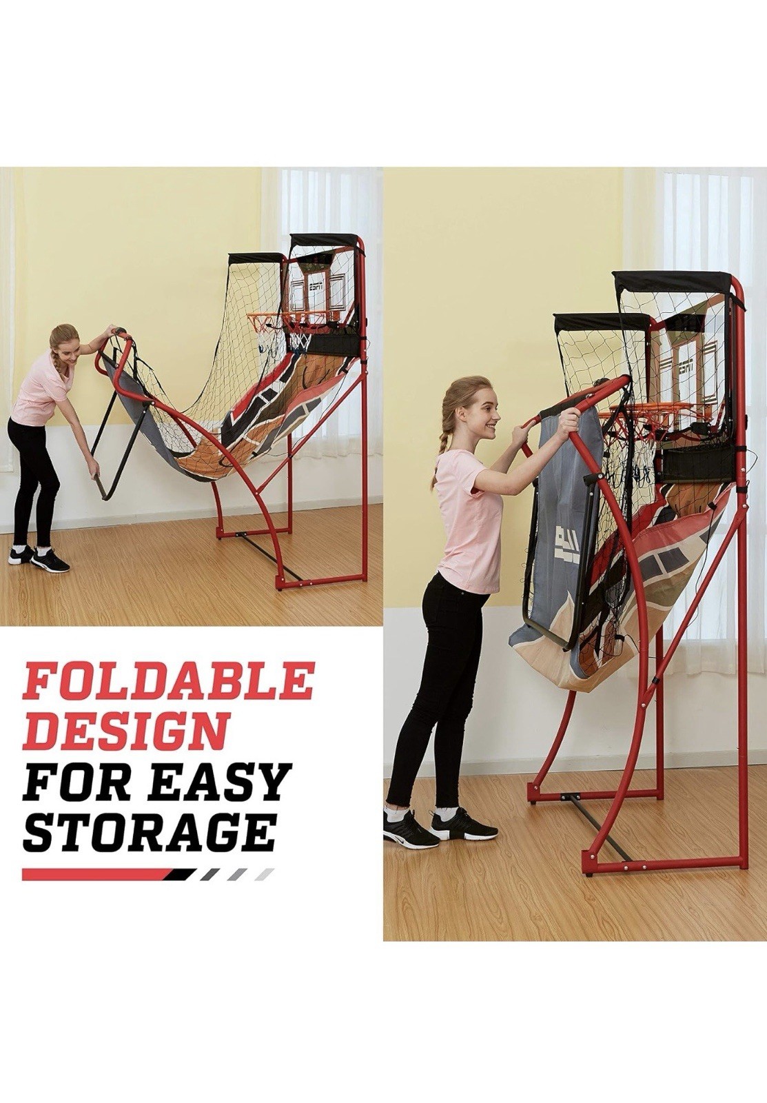 ESPN EZ Fold 2 Player Arcade Basketball Game LED Electronic Scoring NEW Sealed