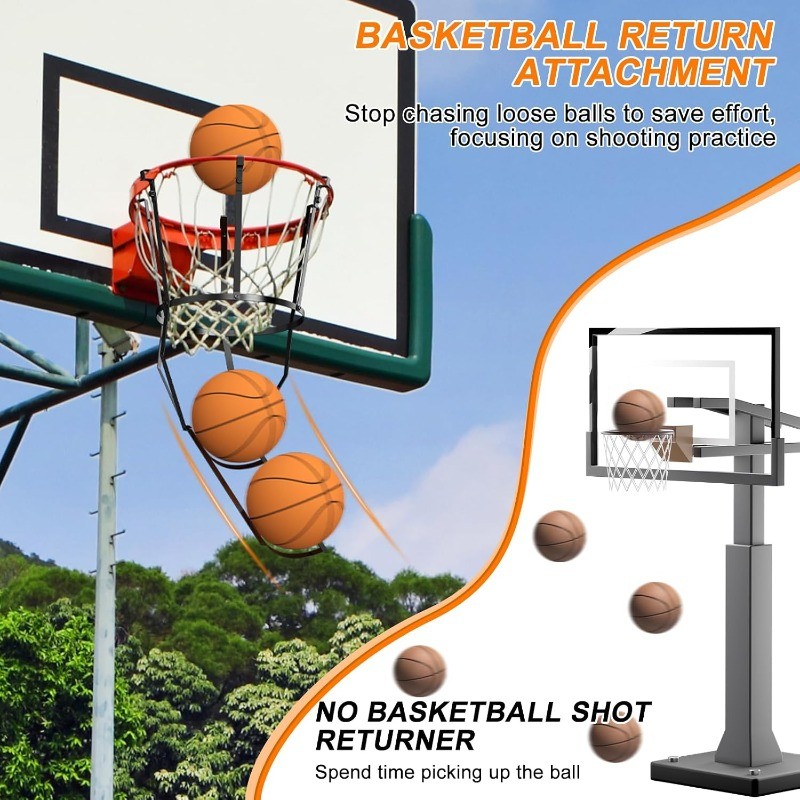 Basketball Return Training Attachment, Basketball Hoop Rebounder for Practice