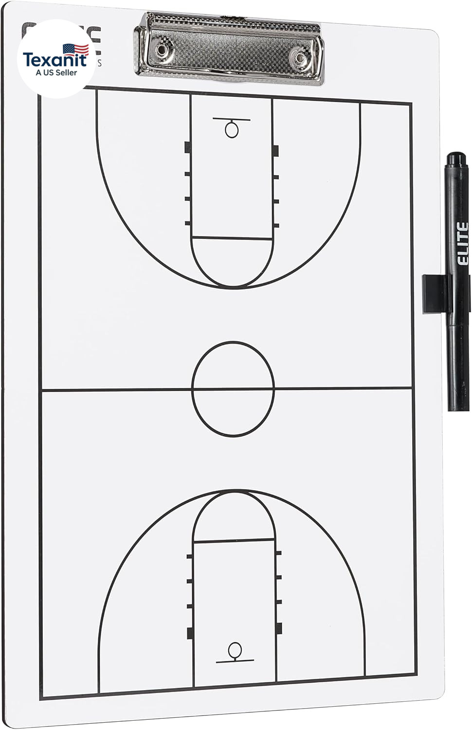 Basketball White Dry Erase Coaches Clipboard | Double-Side Basketball Coaching W
