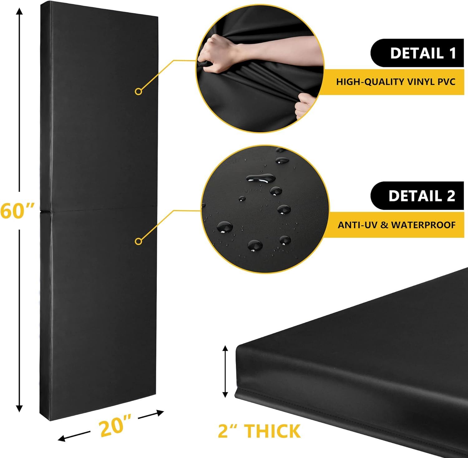 Wall Mount 2″ Thick Foam Protection Pad,Gym Basketball-Court Durable Waterproof