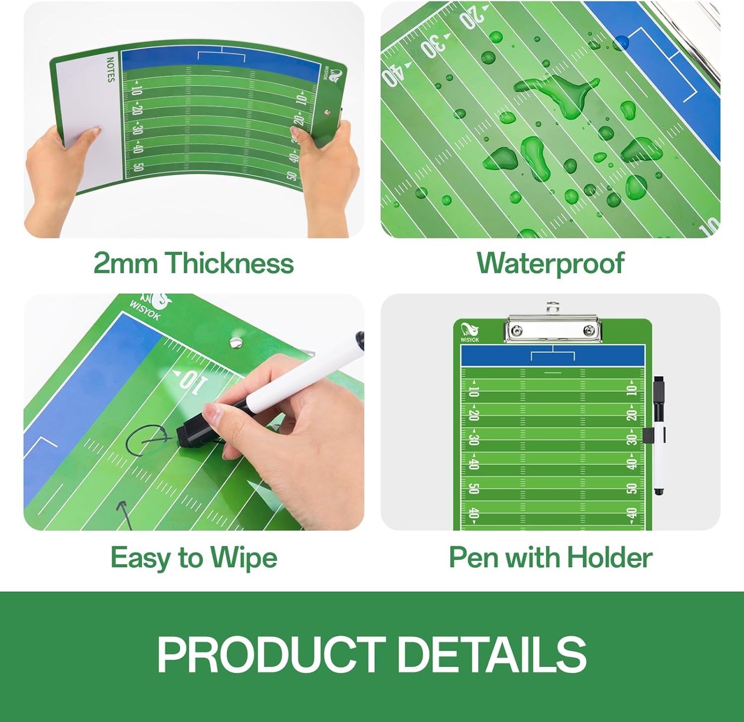 Double-Sided Football Dry Erase Clipboard for Coaches, Ideal Coach Gift