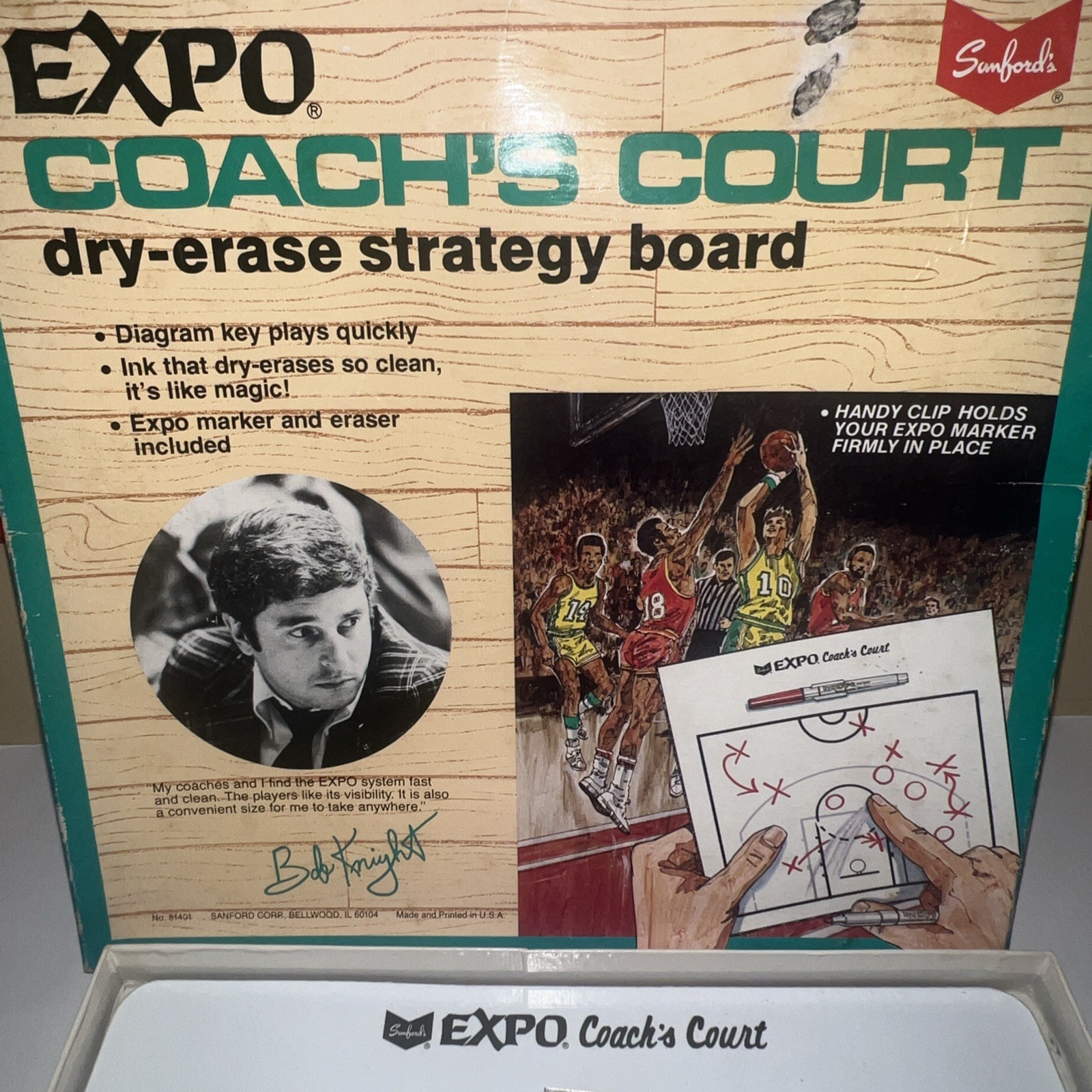 Bob Knight Sanford Expo Coach’s Court Dry Erase Strategy Board Read
