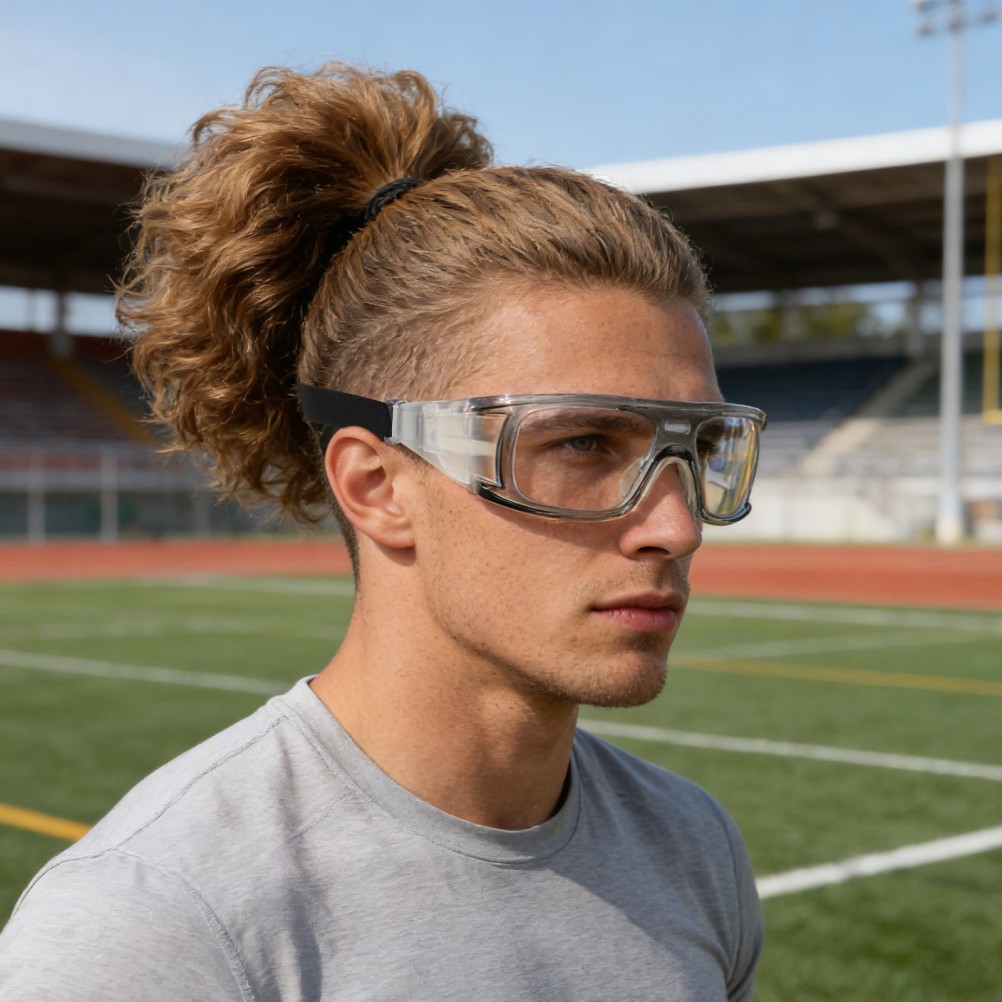 1 Pair Durable Sport Goggles for Men Adjustable Pc Protective Eyewear Light Grey