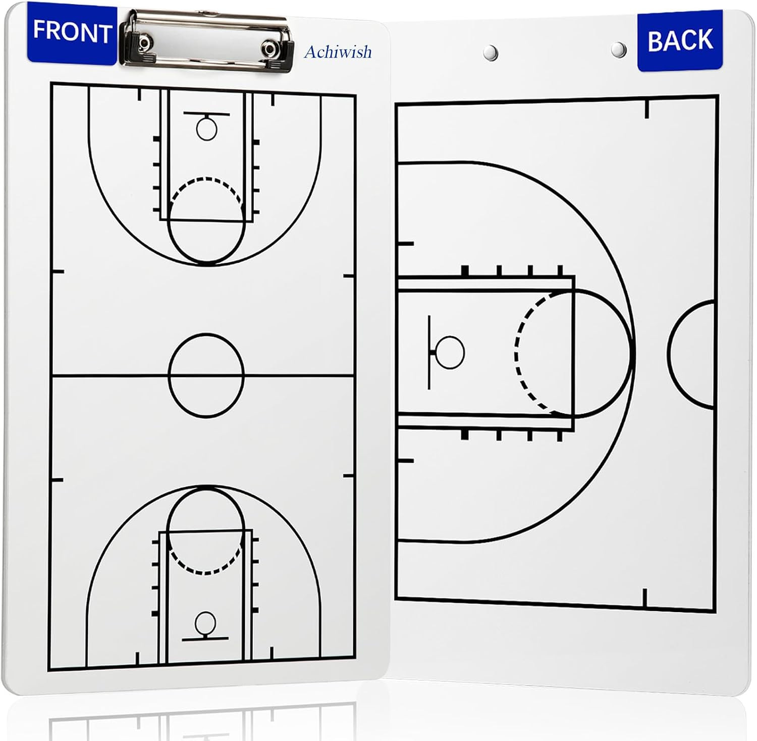 Basketball Clipboard for Coaches, Double-Sided Dry Erase Board | Full and Half-C