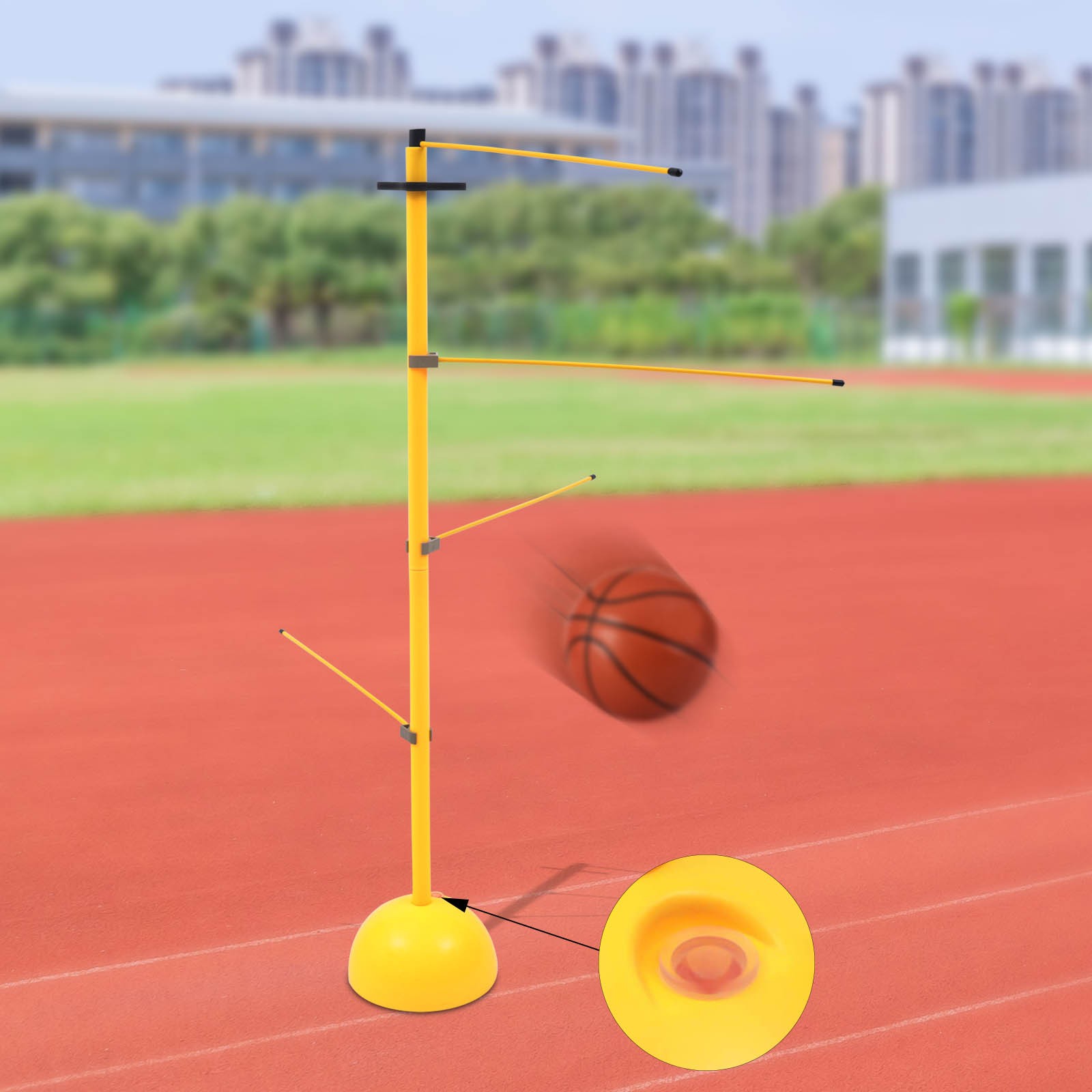 Adjustable Basketball Dribble Trainer Training Equipment 2 Thick Rods 4 Thin Rod