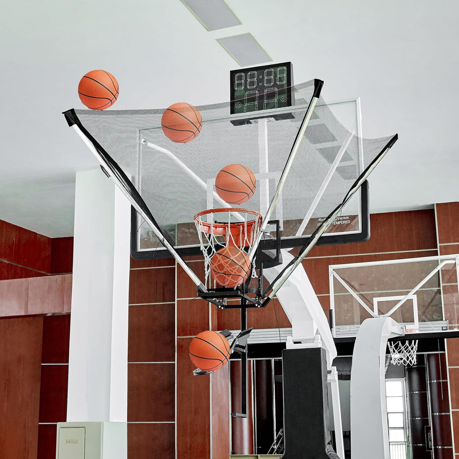 Basketball Shot Trainer Rebounder Net with 180° Rotating Return Chute