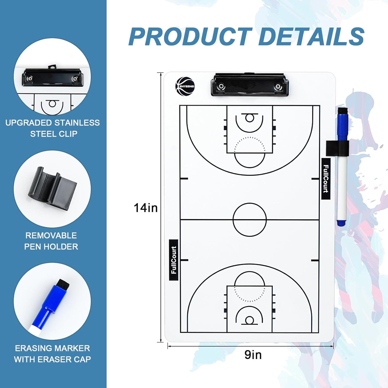 Basketball Coaching Board, 2026 Version Double-Sided Basketball Clipboard for Co
