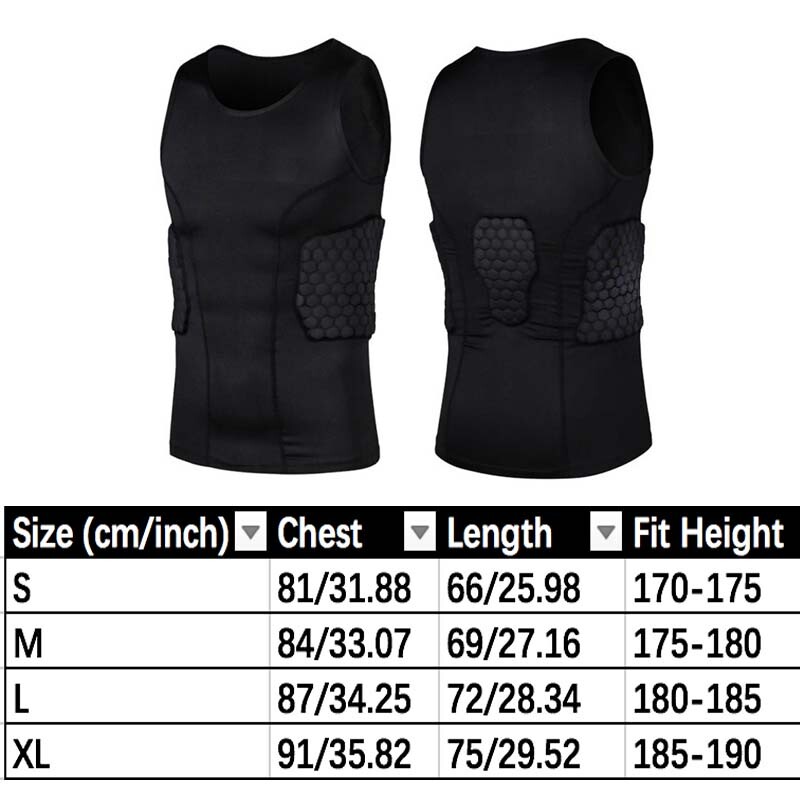 Man Anti-collision basketball Jersey Quick Dry Training Compression Padded Vest
