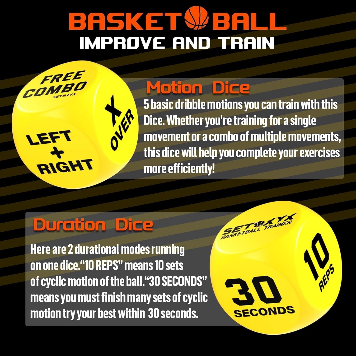 Basketball Dribble Skills Dice Set – Training Equipment – Basketball Gift for…