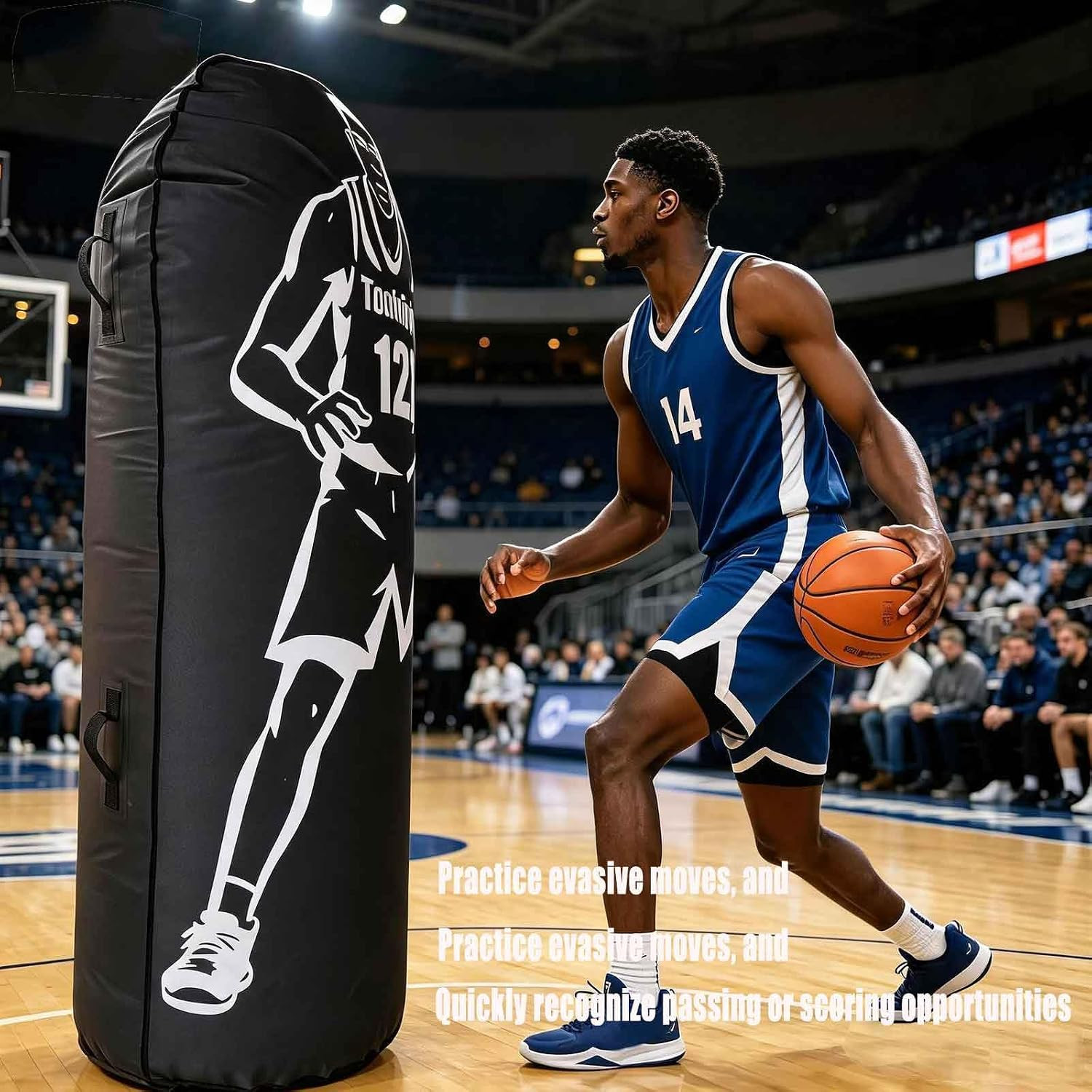 Inflatable Basketball Dummy Defender 72″ Basketball Training Aid with Air Pump B