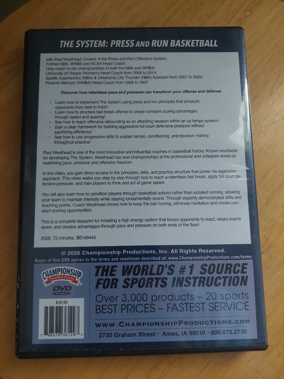 6 Championship Productions Basketball Coaching DVDs Training, Videos,Instruction