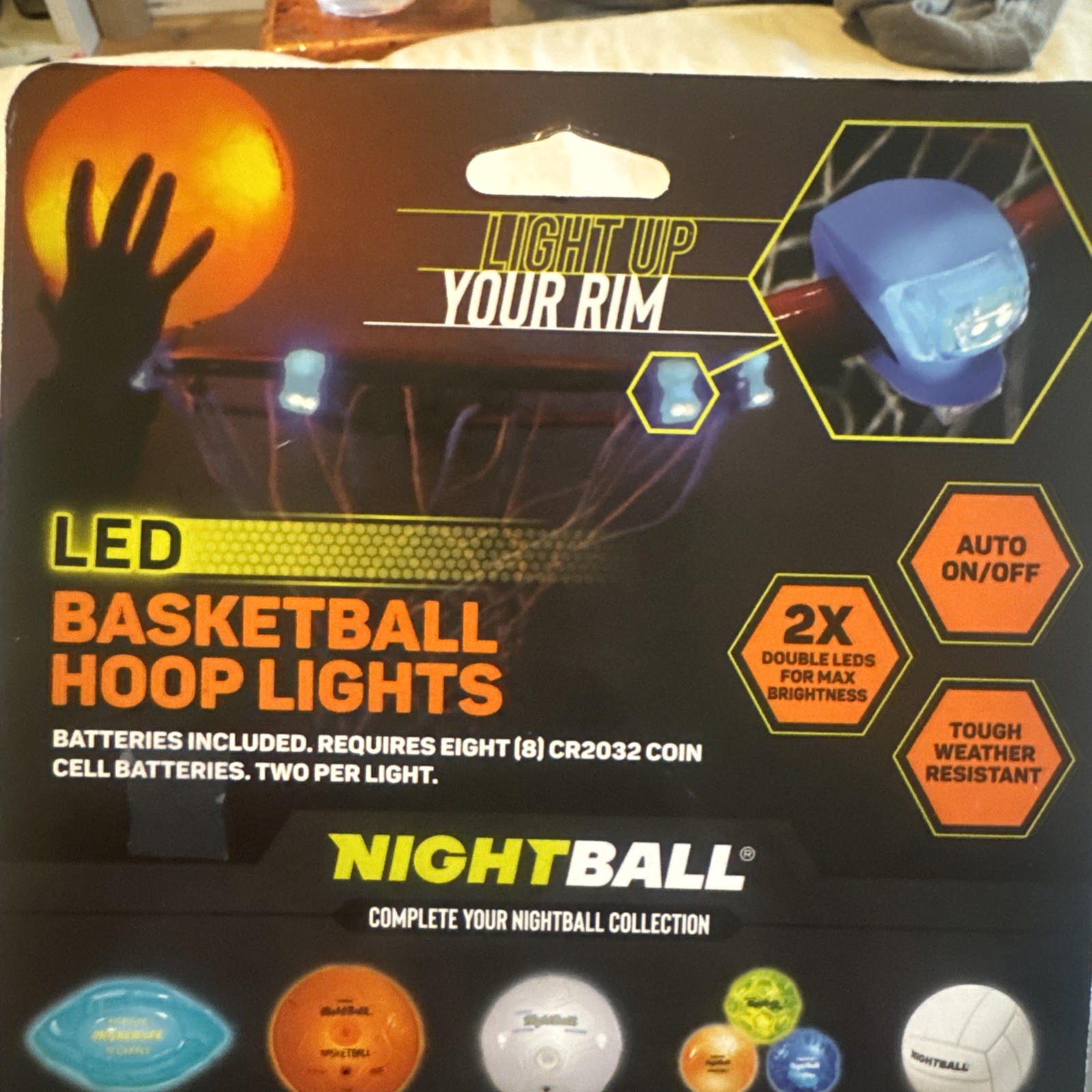 NightBall basketball hoop clip on light led neon auto on/off
