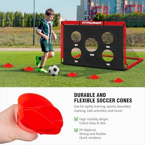 Soccer Goal,Backyard Soccer Goals for Kids 2 Pack,4×3/6×4 FT Portable Red 6x4FT