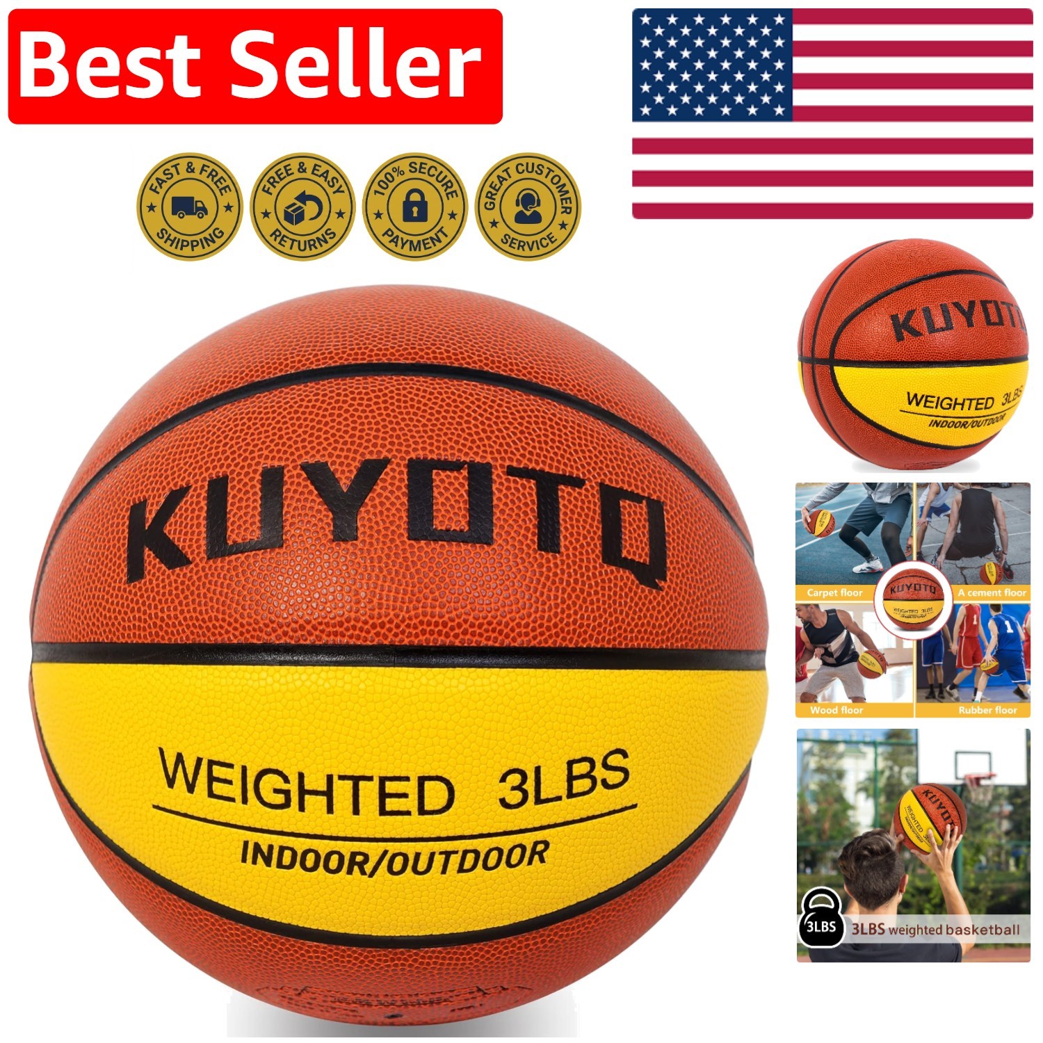 Professional 3.3lbs Weighted Basketball – Elevate Handling & Control Skills