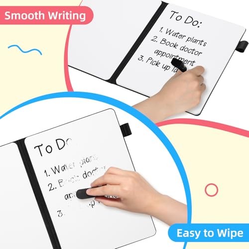AGM Portable White Board Dry Erase Notebook, 8.4″ x 6″ Double 8.4 x 6 Grey