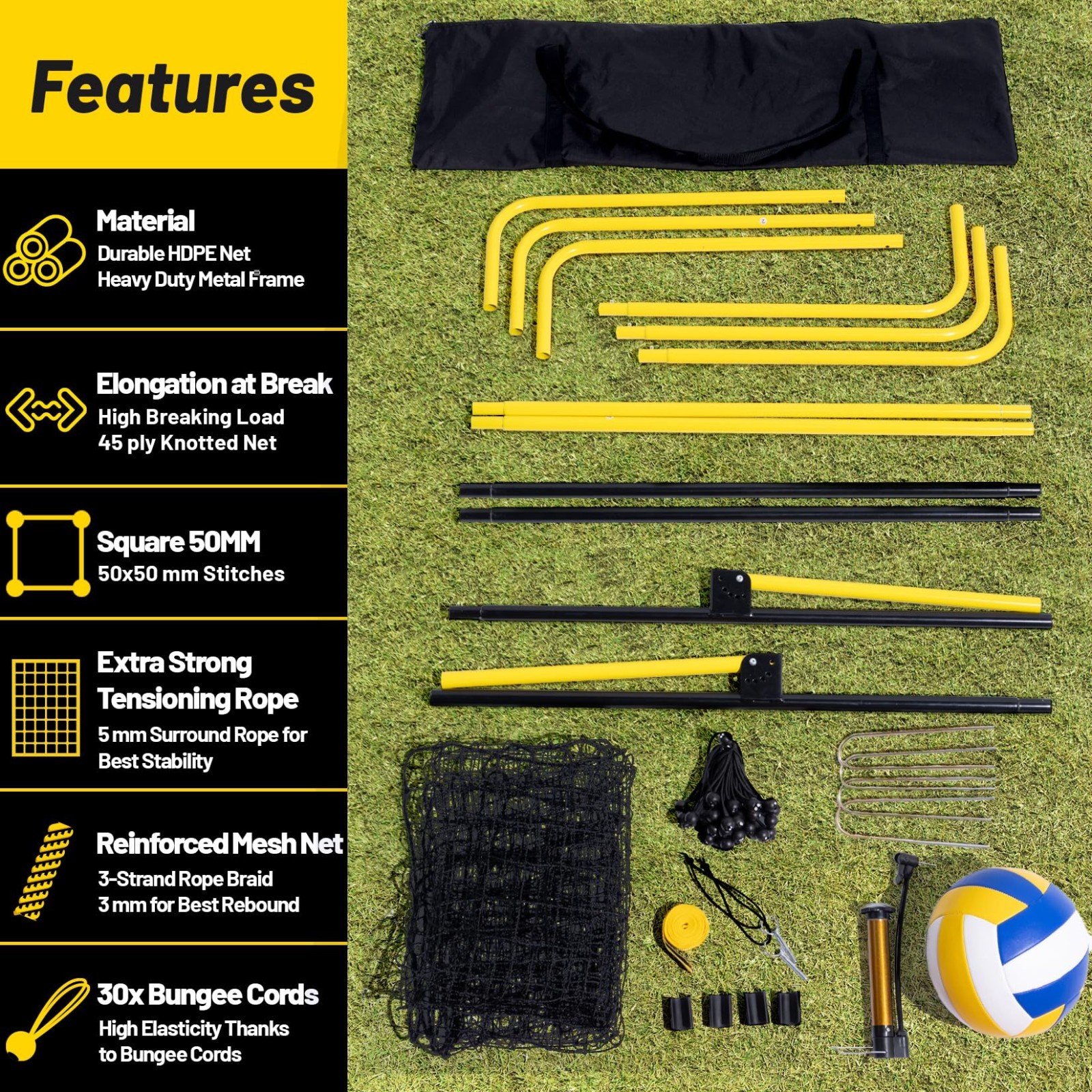 Portable Volleyball Rebounder Net 7×4 FT – 5 Adjustable Angles, Heavy-Duty Frame